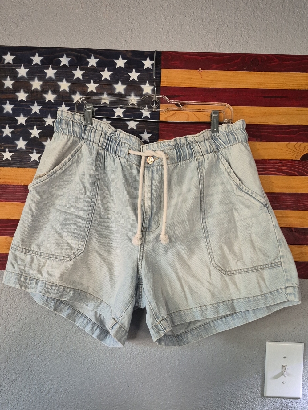 Light Wash Denim Drawstring Women's Shorts | Maurices, Size 18W